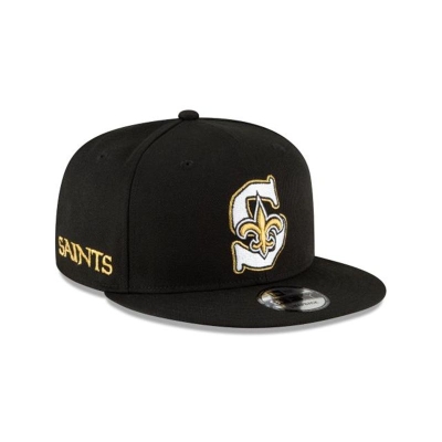 Black New Orleans Saints Hat - New Era NFL Logo Mix 9FIFTY Snapback Caps USA1762094